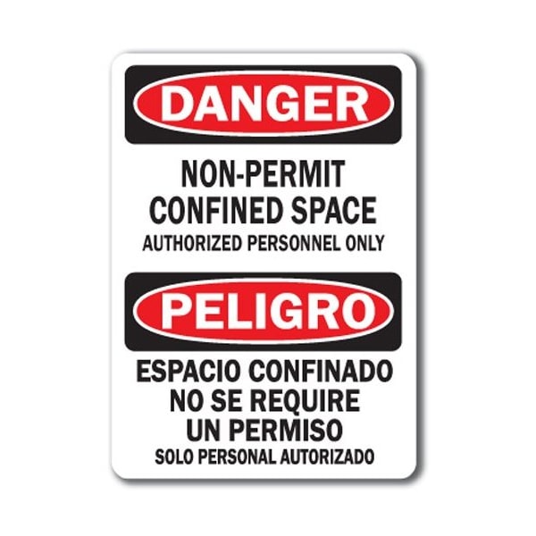 Signmission Danger-Confined Space Non Permit Bilingual-10in x 14in OSHA, DS-Confined Space No Permit Bilingual DS-Confined Space No Permit Bilingual - main